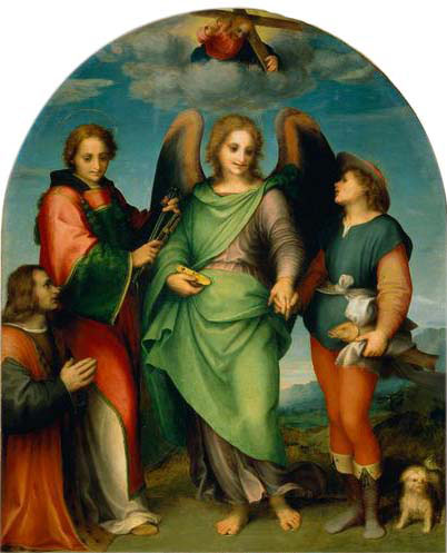Archangel Raphael with Tobias Saint Lawrence and the Founder of Leonardo di Lorenzo